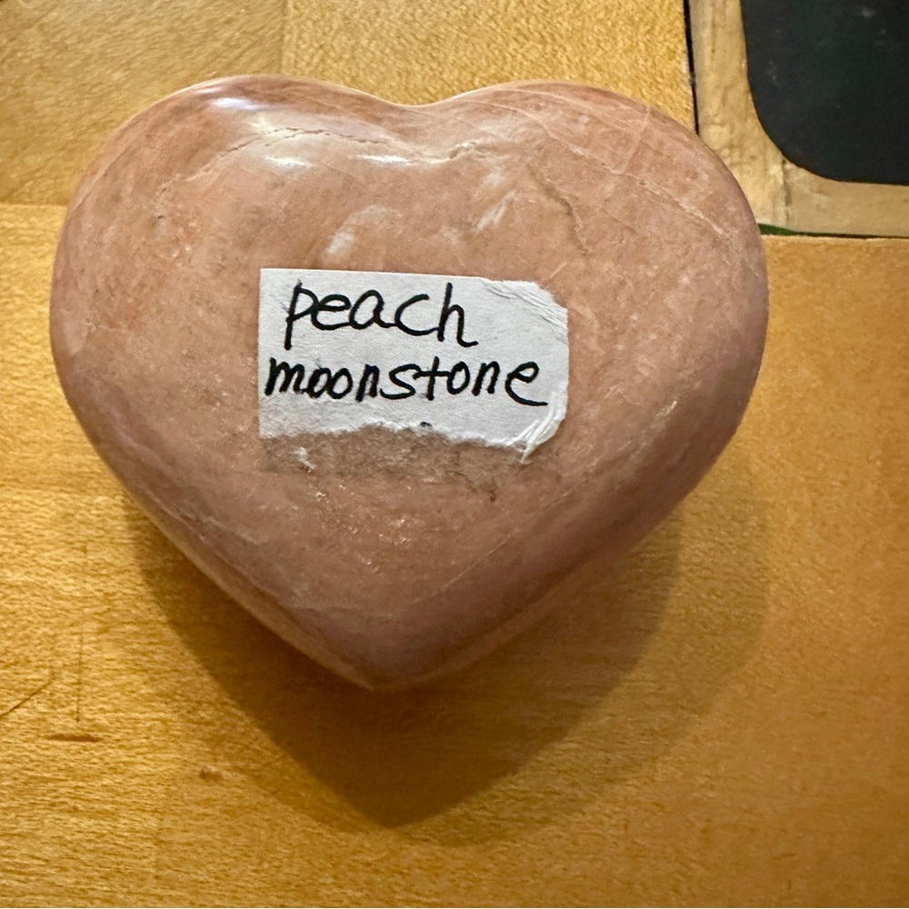 Peach Moonstone Heart stone solid 21/2 inches wide 2inches long 1/2 inch thick
